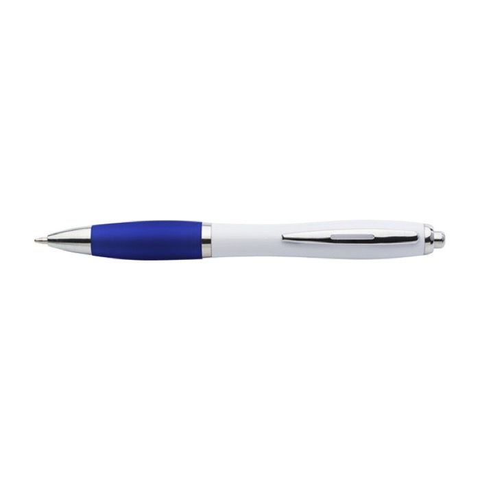 Kugelschreiber mit weißem Schaft und farbigen Verzierungen