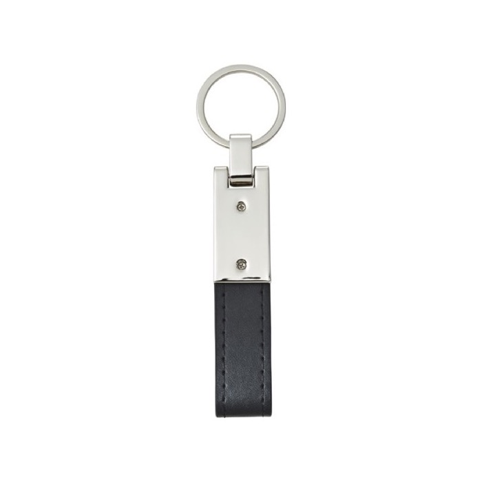 Klassischer Schlüsselanhänger aus Leder für Firmen Farbe schwarz