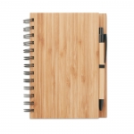 Notizbuch mit Kuli und Bambuseinbänden A5 Farbe holzton 1
