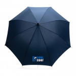 Recycelter Regenschirm Plus Ø103 farbe marineblau Ansicht mit Logo
