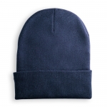 Mütze mit Logo und gerollter Manschette farbe marineblau 1