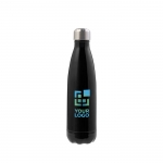 Edelstahlflasche Satin 500ml farbe schwarz Ansicht mit Druckbereich