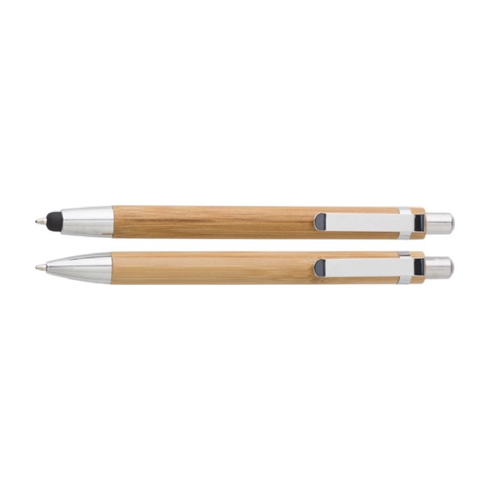 Schreibset mit Kugelschreiber und Bleistift aus Bambus I Blaue Tinte