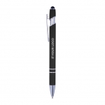 Kugelschreiber Alu Even | Blaue Tinte farbe schwarz Ansicht mit Druckbereich