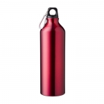 Mattierte Recycling-Aluminiumflasche mit Karabiner, 770 ml farbe rot erste Ansicht