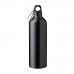 Mattierte Recycling-Aluminiumflasche mit Karabiner, 770 ml farbe schwarz erste Ansicht