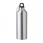 Mattierte Recycling-Aluminiumflasche mit Karabiner, 770 ml farbe silber erste Ansicht