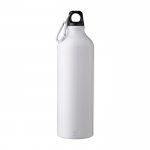 Mattierte Recycling-Aluminiumflasche mit Karabiner, 770 ml farbe weiß erste Ansicht