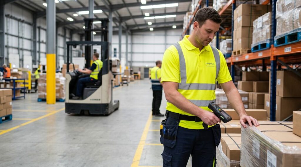 Warnkleidung in Logistikzentrum
