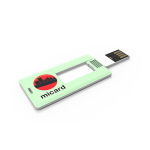 Kleine USB-Speicherkarte, Logo in Vollfarbe bedruckt als Messegeschenk farbe weiß