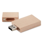 Flacher USB-Stick aus Holz mit Magnetverschluss mit Logo bedrucken farbe heller holzton