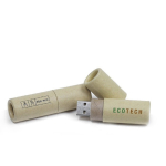 Zylindrischer USB-Stick aus recyceltem Karton als Messegeschenk farbe beige