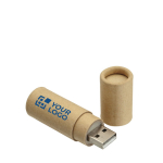 Zylindrischer USB-Stick aus recyceltem Karton als Messegeschenk farbe beige