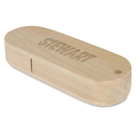 Holz-USB-Memorystick als Öko-Werbemittel mit Gravur oder Siebdruck farbe heller holzton