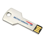 Aluminium-USB-Stick in Schlüsselform mit Logo bedrucken farbe silber