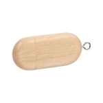 Nachhaltiger USB-Stick aus Holz in ovaler Form mit Magnetverschluss farbe heller holzton