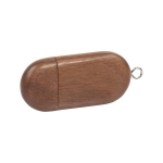 Nachhaltiger USB-Stick aus Holz in ovaler Form mit Magnetverschluss farbe dunkler holzton