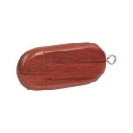Nachhaltiger USB-Stick aus Holz in ovaler Form mit Magnetverschluss farbe mahagoni
