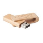 Nachhaltiger drehbarer USB-Stick aus Bambusholz als Werbemittel farbe dunkler holzton