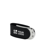 Metall-USB-Stick 3.0 mit Kunstlederapplikationen und Magnetverschluss farbe schwarz