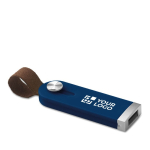 Einziehbarer USB-Stick mit Lederband zum Aufhängen bedrucken lassen farbe blau