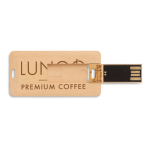 Kleine USB-Karte aus nachhaltigen Materialien mit Logo bedruckt farbe heller holzton