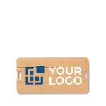 Kleine USB-Karte aus nachhaltigen Materialien mit Logo bedruckt farbe heller holzton