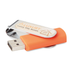 Drehbarer USB-Stick mit Metall-Clip für Logodruck mit Harztropfen farbe orange