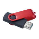 Drehbarer USB-Stick 3.0 aus schwarzem Kunststoff und farbigem Metall farbe rot