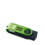 Drehbarer USB-Stick 3.0 aus schwarzem Kunststoff und farbigem Metall farbe grün