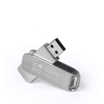 Bedruckbarer USB-Stick mit drehbarem Metallclip und Aufhangfunktion farbe silber