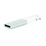 USB-Stick aus Metall und Glas mit Ihrem Logo in LED-Licht farbe silber
