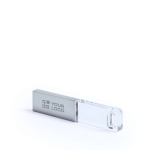 USB-Stick aus Metall und Glas mit Ihrem Logo in LED-Licht farbe silber