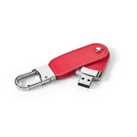 USB-Schlüsselanhänger aus Leder mit Karabinerhaken mit Logo bedrucken farbe rot