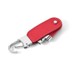 USB-Schlüsselanhänger aus Leder mit Karabinerhaken mit Logo bedrucken farbe rot