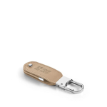 USB-Schlüsselanhänger aus Leder mit Karabinerhaken mit Logo bedrucken farbe beige