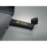 Länglicher eleganter USB mit lasergraviertem Logo, das leuchtet farbe schwarz