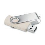 Nachhaltiger USB-Stick mit Metallclip und Gehäuse aus Weizenstroh farbe beige