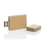 Minimalistischer USB-Stick aus reyceltem Karton für Messekunden farbe beige