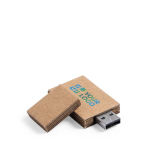 Minimalistischer USB-Stick aus reyceltem Karton für Messekunden farbe beige