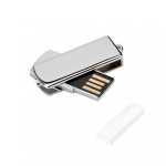 Bedruckbarer USB-Stick aus Metall mit UDP-Anschluss und drehbarem Clip farbe silber