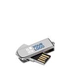 Bedruckbarer USB-Stick aus Metall mit UDP-Anschluss und drehbarem Clip farbe silber