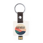 Quadratischer USB-Stick als Schlüsselanhänger, Gehäuse aus Weizenrohr farbe natürliche farbe