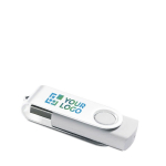 Drehbarer USB-Stick mit weißem bedruckbarem Metall-Clip farbe weiß