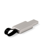 Metallischer USB-Stick mit beleuchtetem Logo und Band für Messekunden farbe silber