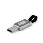 Metallischer USB-Stick mit beleuchtetem Logo und Band für Messekunden farbe silber