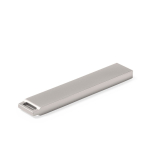 Flacher USB-Stick aus Metall mit beleuchtetem Logo als Giveaway farbe silber