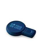 Bedruckbarer USB-Stick in runder Form mit gummierter Oberfläche farbe blau