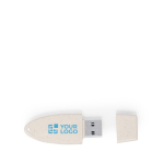 Ökologischer USB-Stick mit Kappe aus Weizenstroh bedrucken farbe natürliche farbe