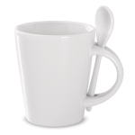 Tasse aus Keramik mit Löffel für Sublimierung Ihres Logos, 300 ml farbe weiß